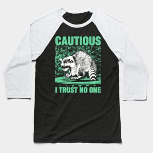 Cautious Raccoon Baseball T-Shirt